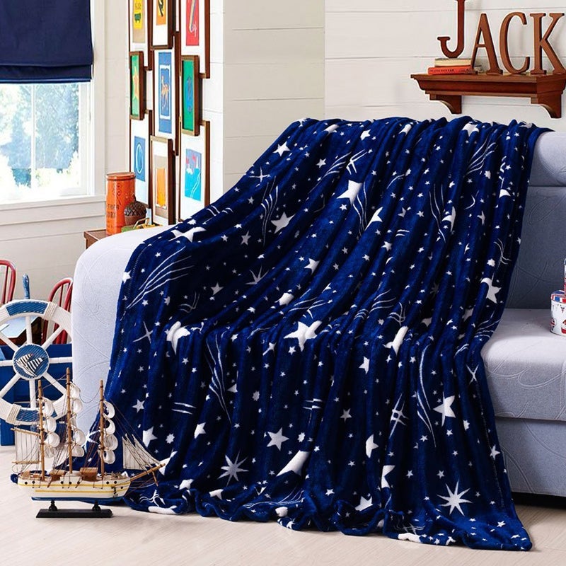 ChezMax Throw Blanket Ultra Soft Blanket Quilt Lightweight Plush Fleece Bed Blanket Cozy Fuzzy Blanket, All Season Breathable Warm Throw for Couch Bed Sofa Chair Office, Starry Sky Blue Queen(79"X91")